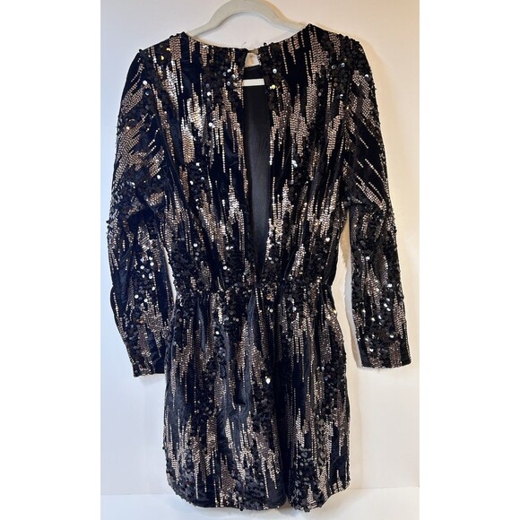 Peace And Love Black Velvet And  Sequin LS Romper Size M/L NWT - Picture 9 of 10
